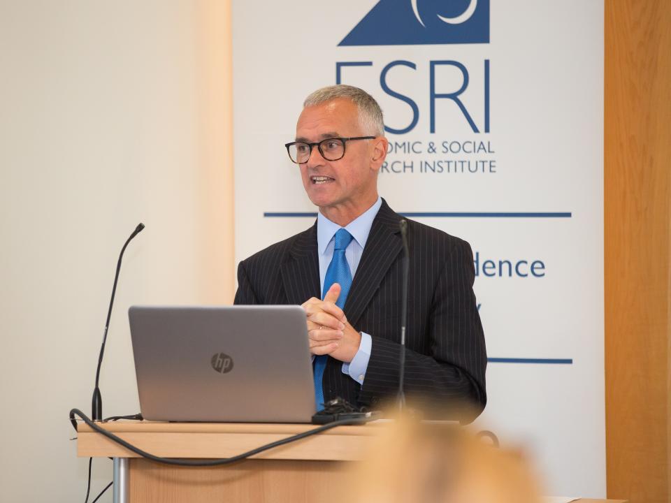 Alan Barrett speaking at conference