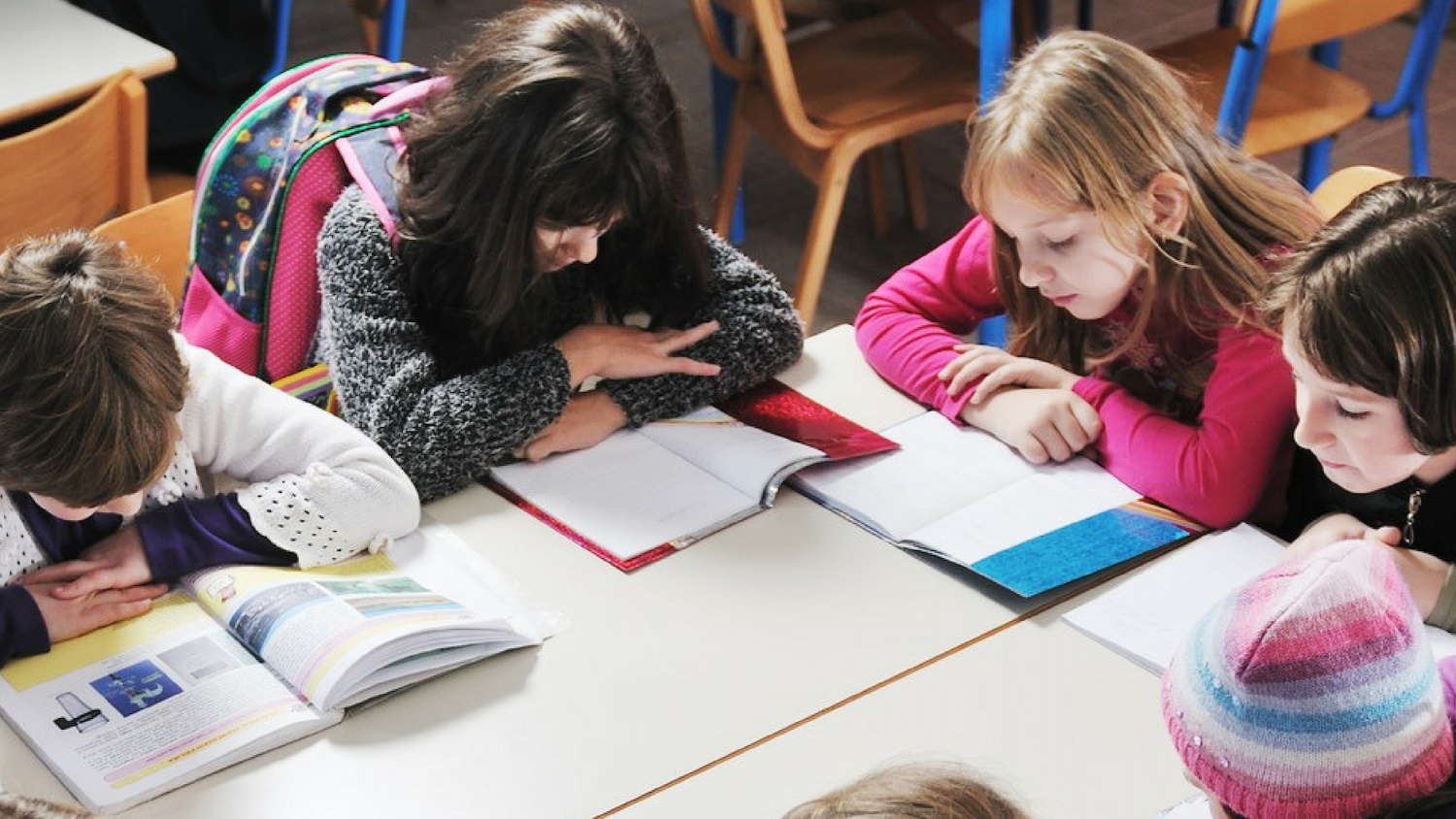 Children in a classroom reading books