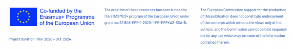 Acknowledgment of funding from Erasmus+ programme depicting EU flag.