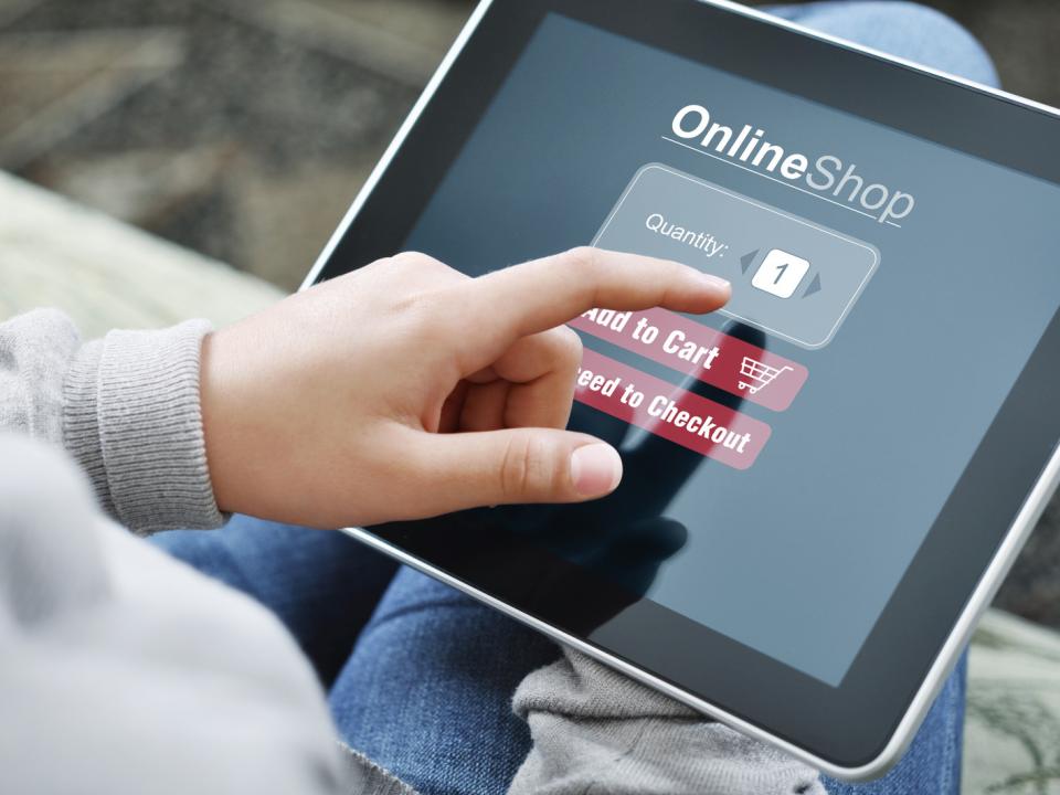 Person shopping online using an iPad