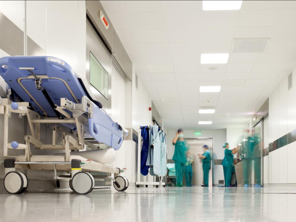 A near empty corridor in a hospital