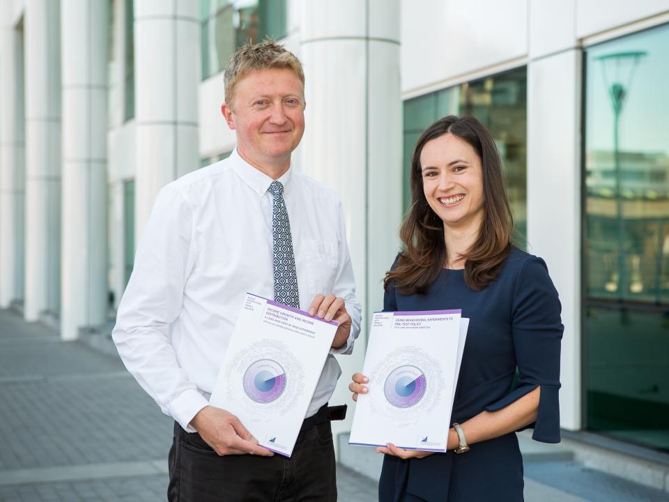 Pete Lunn and Deirdre Robertson (both ESRI) presented their research Using Behavioural Experiments to Pre-Test Policy at the conference.