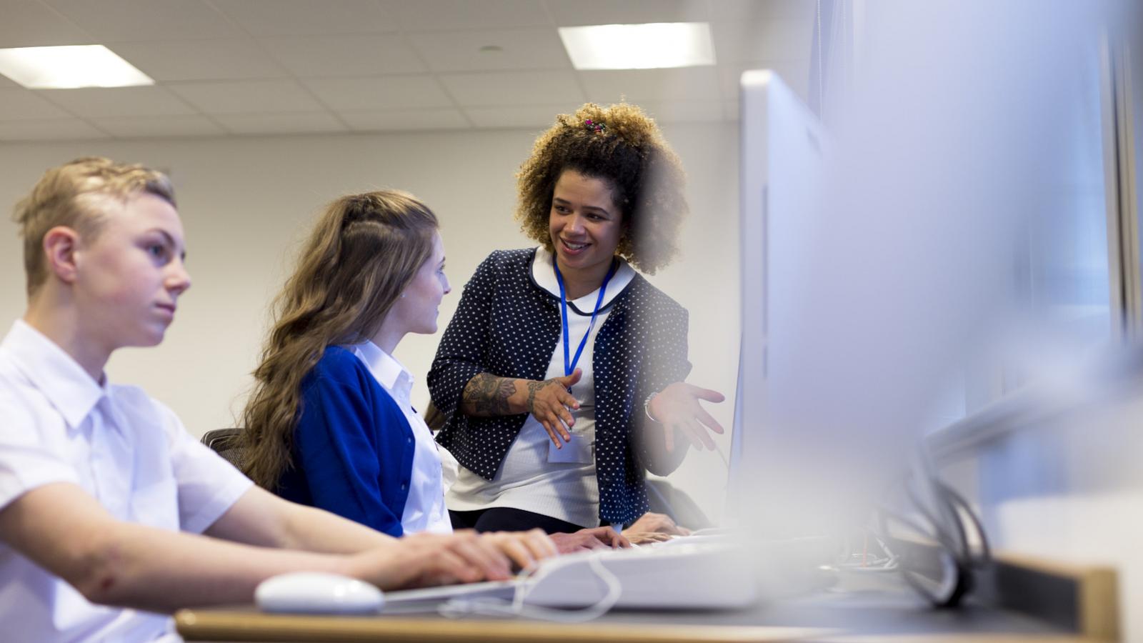 Students at computers