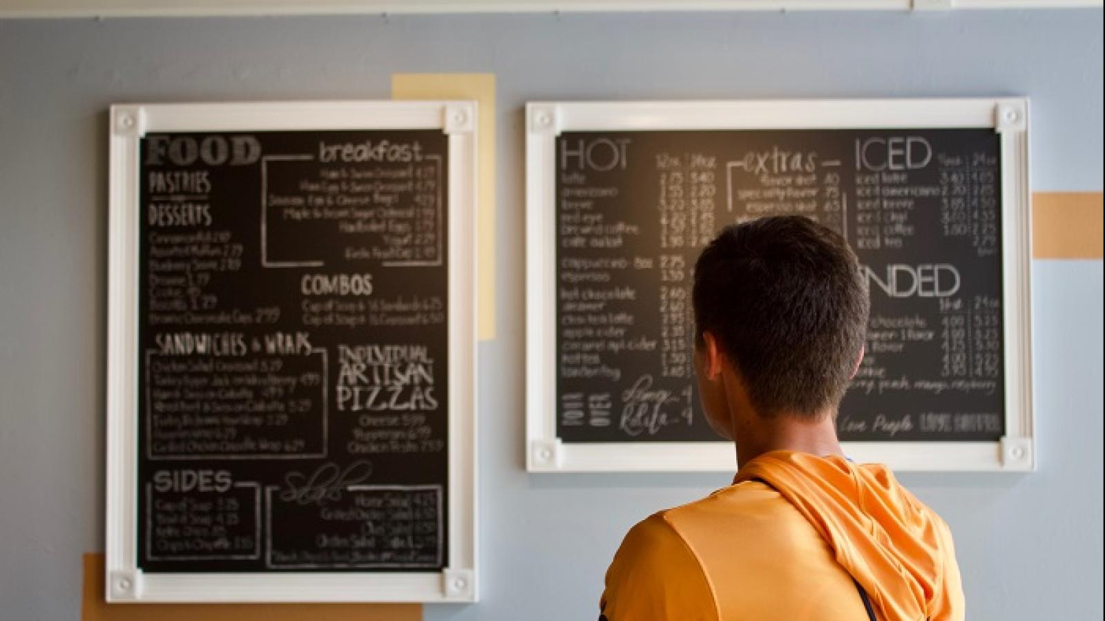 Person looking at menu