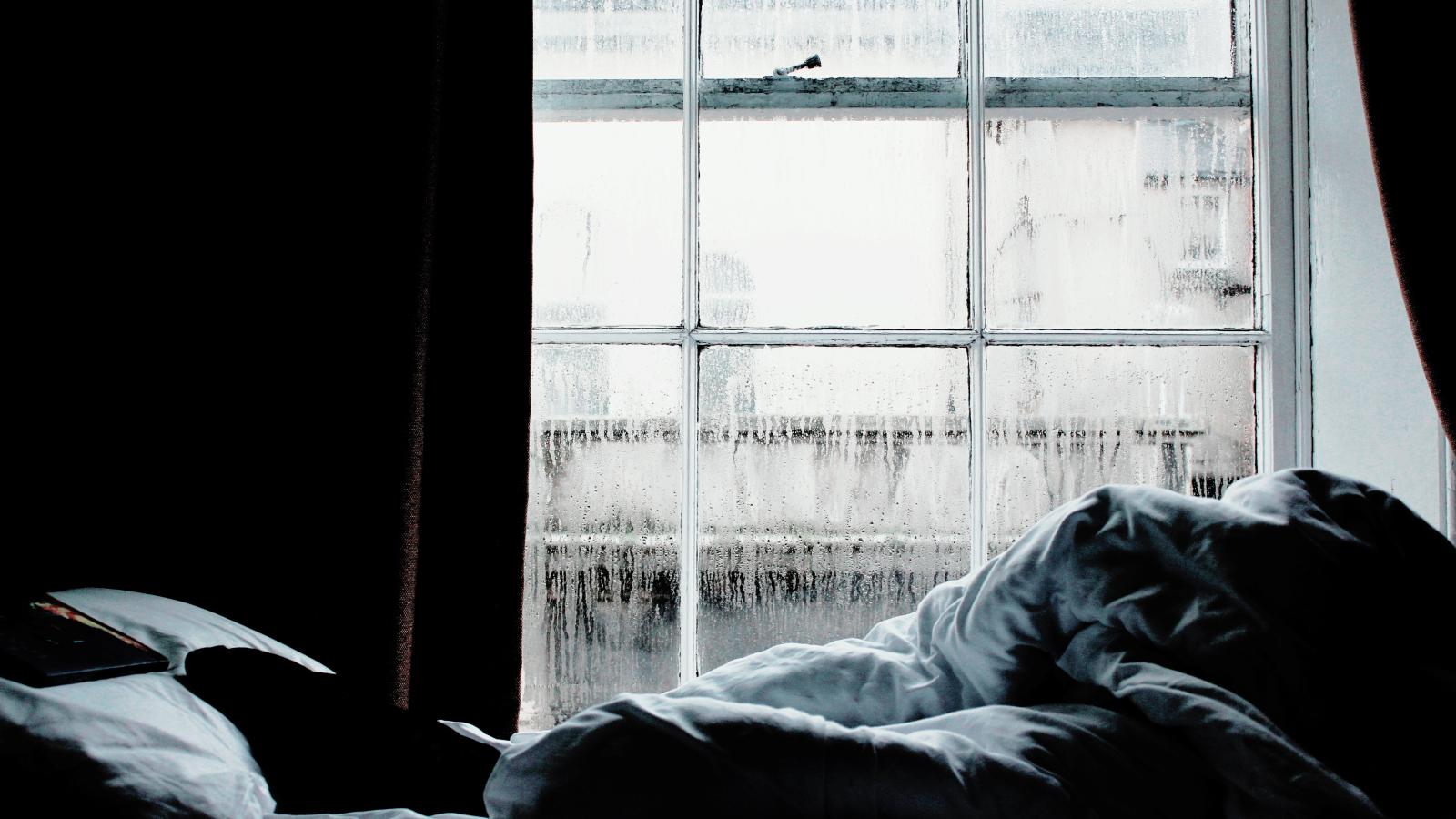 View of a window with condensation