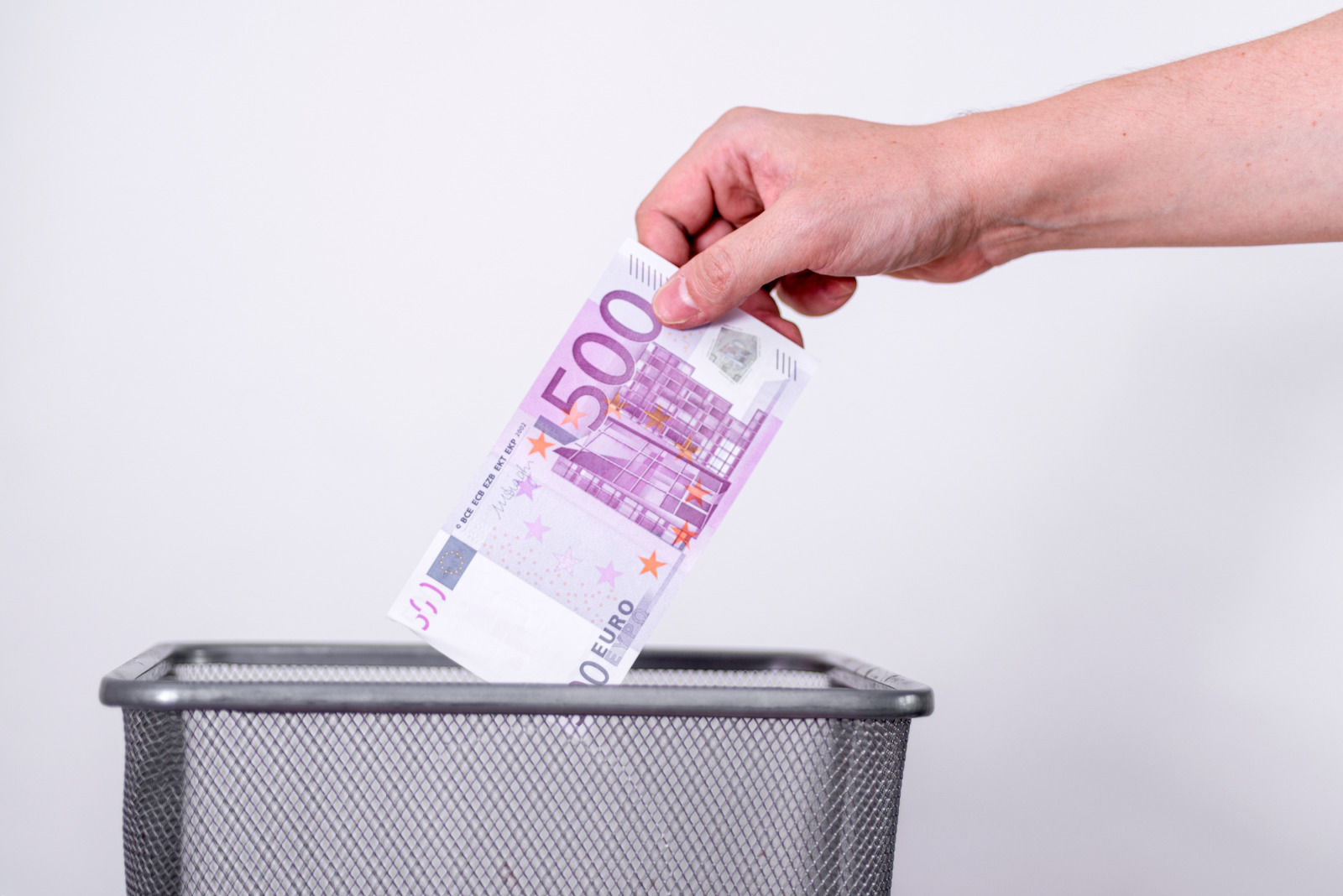 Cash into a bin